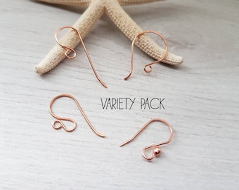 Variety Pack 6 | Raw Copper Handmade Ear Wires | 4 Pairs