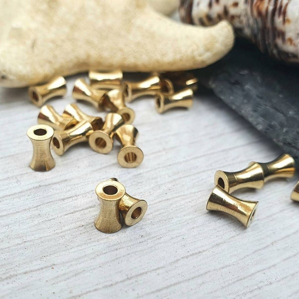 6 x 4mm Raw Brass Concave Tube Beads | Brass Tube Beads | 20 Pcs