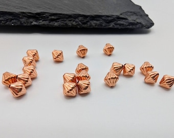5mm Corrugated Copper Bi-cone Beads | 20 Pcs | Genuine Copper Findings