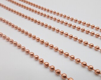 3.2 mm Copper Ball Chain | Raw Copper Chain | 5/10/15/20 Foot Lengths