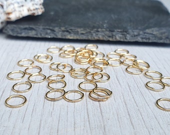 7mm OD 18K Gold Plated Jump Rings | 21g Wire | 50 pcs