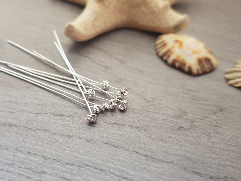 24g 0.5mm Sterling Silver Knotted Head Pins Fancy Headpins Etsy