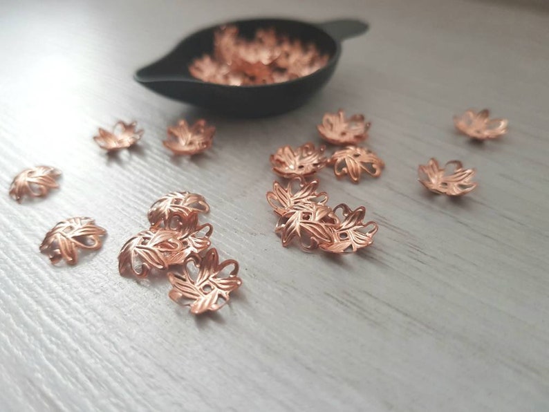 20pcs 10mm Genuine Copper Bead Caps Genuine Copper Findings Jewellery Findings image 2