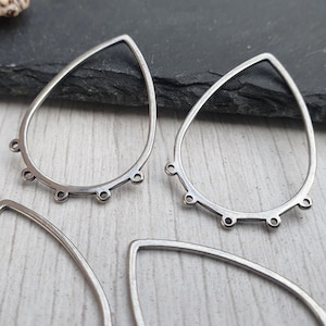 34 x 23mm Stainless Steel Teardrop Frame With Bottom Loops | 4 Pcs