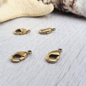 10 x 5mm Raw Brass Lobster Clasp | 4 Pcs