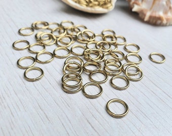 8mm OD Brass Jump Rings | 18 Gauge | Raw Brass Findings | 50 / 100 Pcs