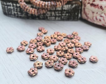5mm Copper Etched Forget-me-Not Spacer Beads | Full Strand of 50 Beads