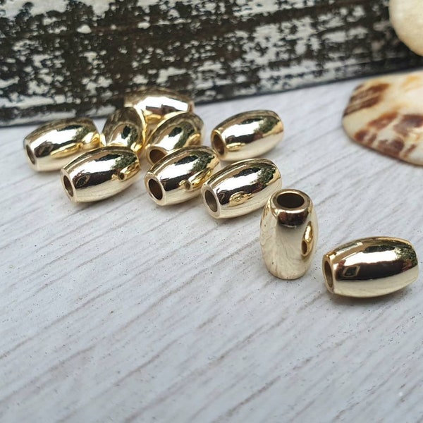 5 x 7mm Gold Plated Rice Spacer Beads | 10Pcs