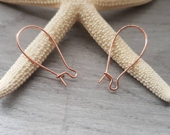 1" Raw Copper Kidney Wires | 10 Pairs | Copper Ear Wires