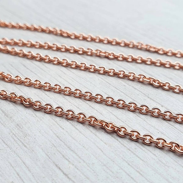 2.55 x 2.81mm Genuine Copper Oval Cable Chain | 2.55 x 2.81 mm Links | Unsoldered Chain | BY THE FOOT