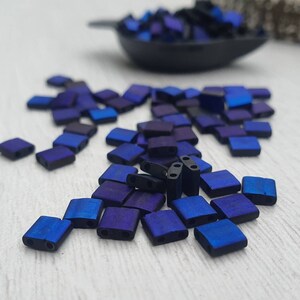 5 x 5mm Matte Azuro Tila Beads  | Miyuki Tila Beads | 50 Pcs