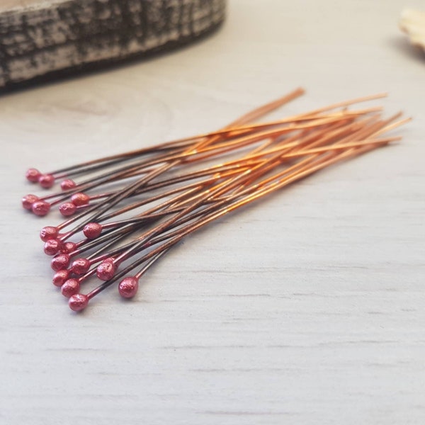 Solid Copper Ball Head Pins | Cherry Headpins | 20/50/100/200 Pieces | 4 Inch Length | Jewellery Components