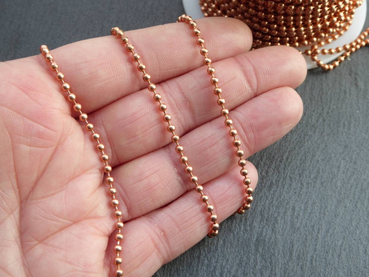 2.4 Mm Copper Ball Chain Raw Copper Chain 5/10/15/20 Foot Etsy