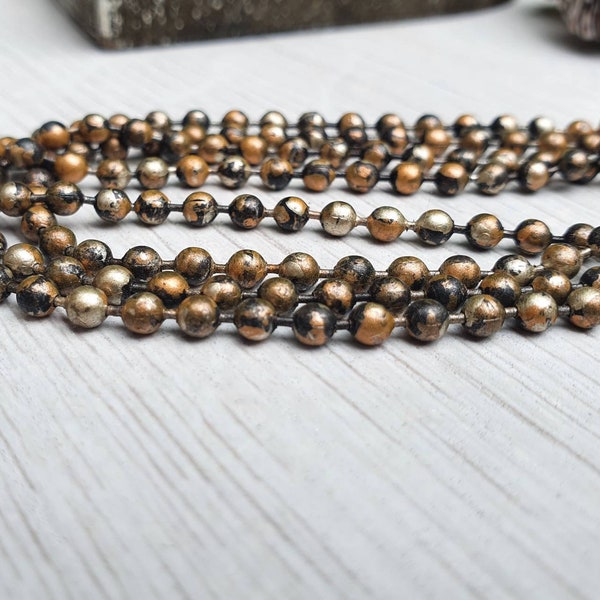 3.2mm BRONZE COIN Patina Copper Ball Chain | Finished Necklace | Choice of Length