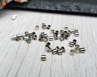 Perles à sertir plaquées platine 2 mm | 50 pièces | Embouts à sertir