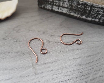 Mini French Raw Copper Handmade Ear Hooks | Nova | Oxidized and Polished