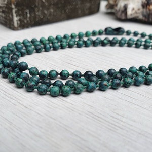 3.2mm MALACHITE Patina Copper Ball Chain | Finished Necklace | Choice of Length