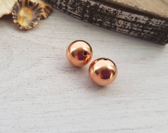 15mm Copper Beads | Raw Copper Findings | Large Hole Beads | 2 Pieces