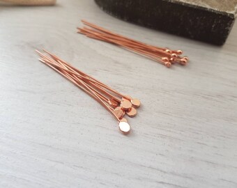 Mixed Pack | Solid Copper Ball Pin | Hammered Copper Ball Pin | 1.5 Inch Length | 20 Pieces | Jewellery Components