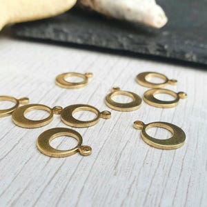 10 x 13mm Raw Brass Offset Circle Charms | 8 Pcs