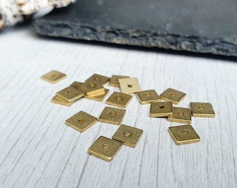 6 x 6mm Raw Brass Flat Square Beads | 20 Pcs