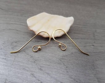 Comet | Raw Brass Handmade Ear Wires | Balled Long French Ear Hooks | 5/10/20 Pairs
