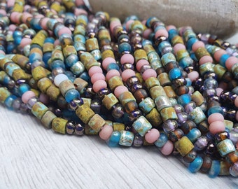 6/0 Aged Wonderland Tube Picasso Seed Bead Mix | 4mm Beads | Full Strand