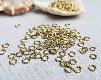 4mm OD Brass Jump Rings | 21 Gauge | Raw Brass Findings | 50 / 100 Pcs