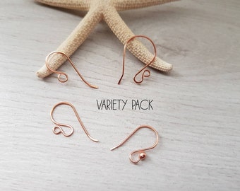 Variety Pack 3 | Raw Copper Handmade Ear Wires | 4 Pairs