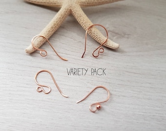 Variety Pack 3 | Raw Copper Handmade Ear Wires | 4 Pairs