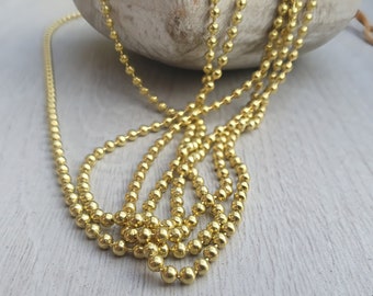 2.4mm Raw Brass Ball Chain | Raw Brass Chain | 5/10/20 Foot Lengths