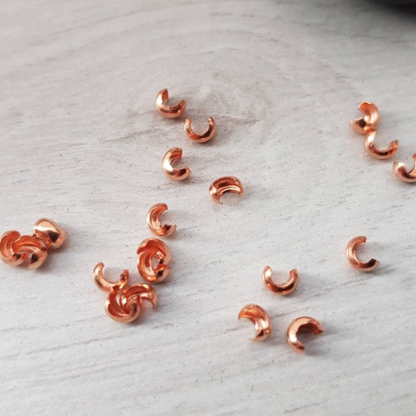 Cache-perles à écraser en cuivre véritable de 3 mm | 20 pièces