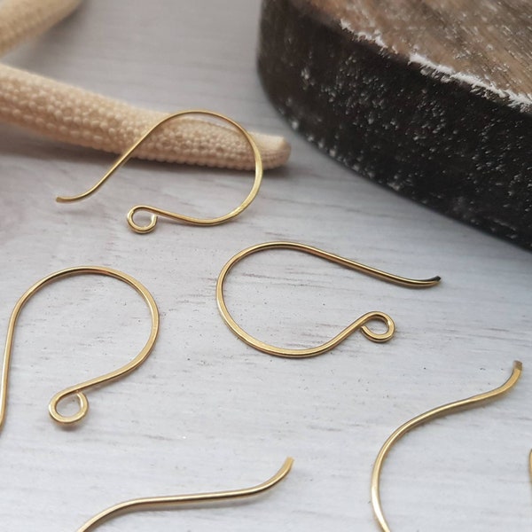 Vega | Round French Raw Brass Handmade Ear Wires | 5/10/20 Pairs