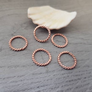 10 Pcs of Twisted Copper Jump Rings | Soldered Rings