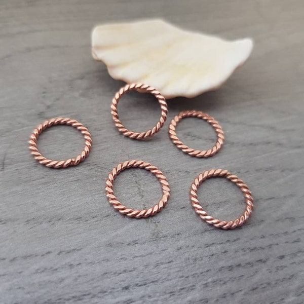 10 Pcs of Twisted Copper Jump Rings | Soldered Rings