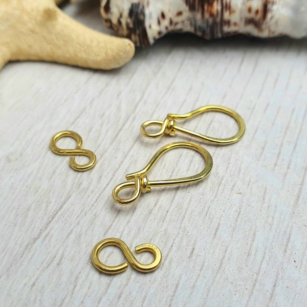 Raw Brass Hook and Eye Clasp | Handmade Findings | 18 Gauge