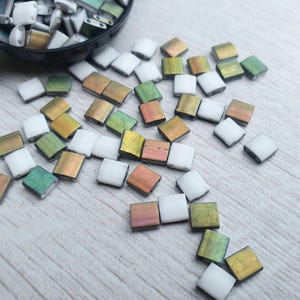 5 x 5mm Matte Vitrail Tila Beads  | Miyuki Tila Beads | 50 Pcs