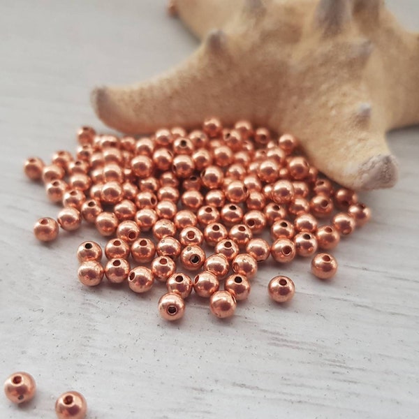 3mm Copper Beads | Genuine Copper Beads | 3mm Spacer Beads