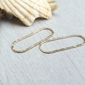 Gold Filled Hammered Oval Connectors | 13 x 34mm | Earring Components | 2 Pieces