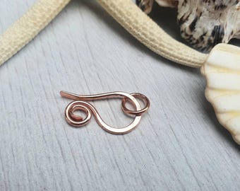 Copper Hook And Eye Clasp | Handmade Findings | 16 Gauge