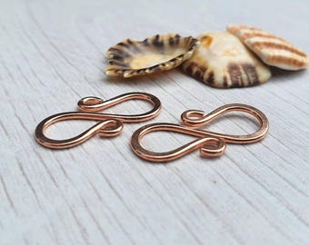Copper S Clasp with Looped Ends | Handmade Findings | 16 Gauge