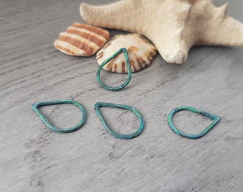 Petite Copper Teardrops | Patina Earring Drops | 11 x 16 mm | 4 Pieces
