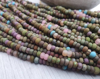 6/0 Matted Jupiter Picasso Seed Beads | 4mm Beads | 10" or 20" Strand