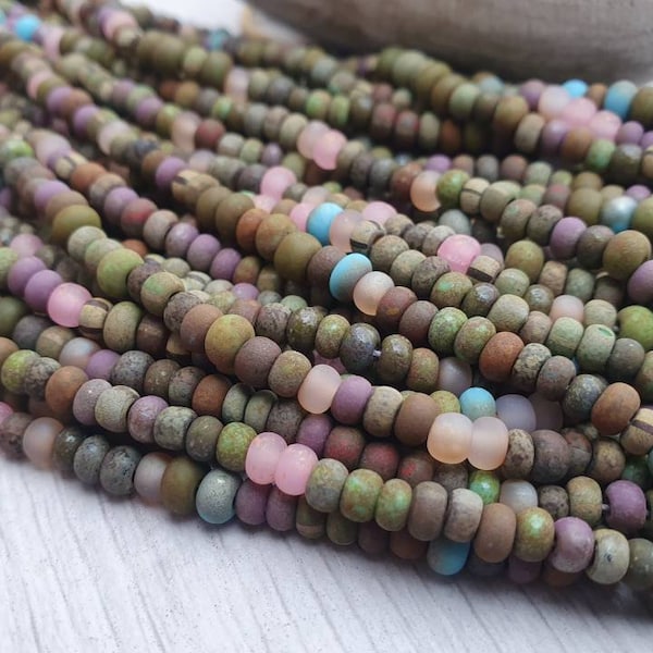 6/0 Matted Jupiter Picasso Seed Beads | 4mm Beads | 10" or 20" Strand
