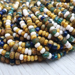 6/0-7/0 Winters Morning Picasso Seed Beads | 4mm Beads | 10&quot; Half or 20&quot; Full Strand
