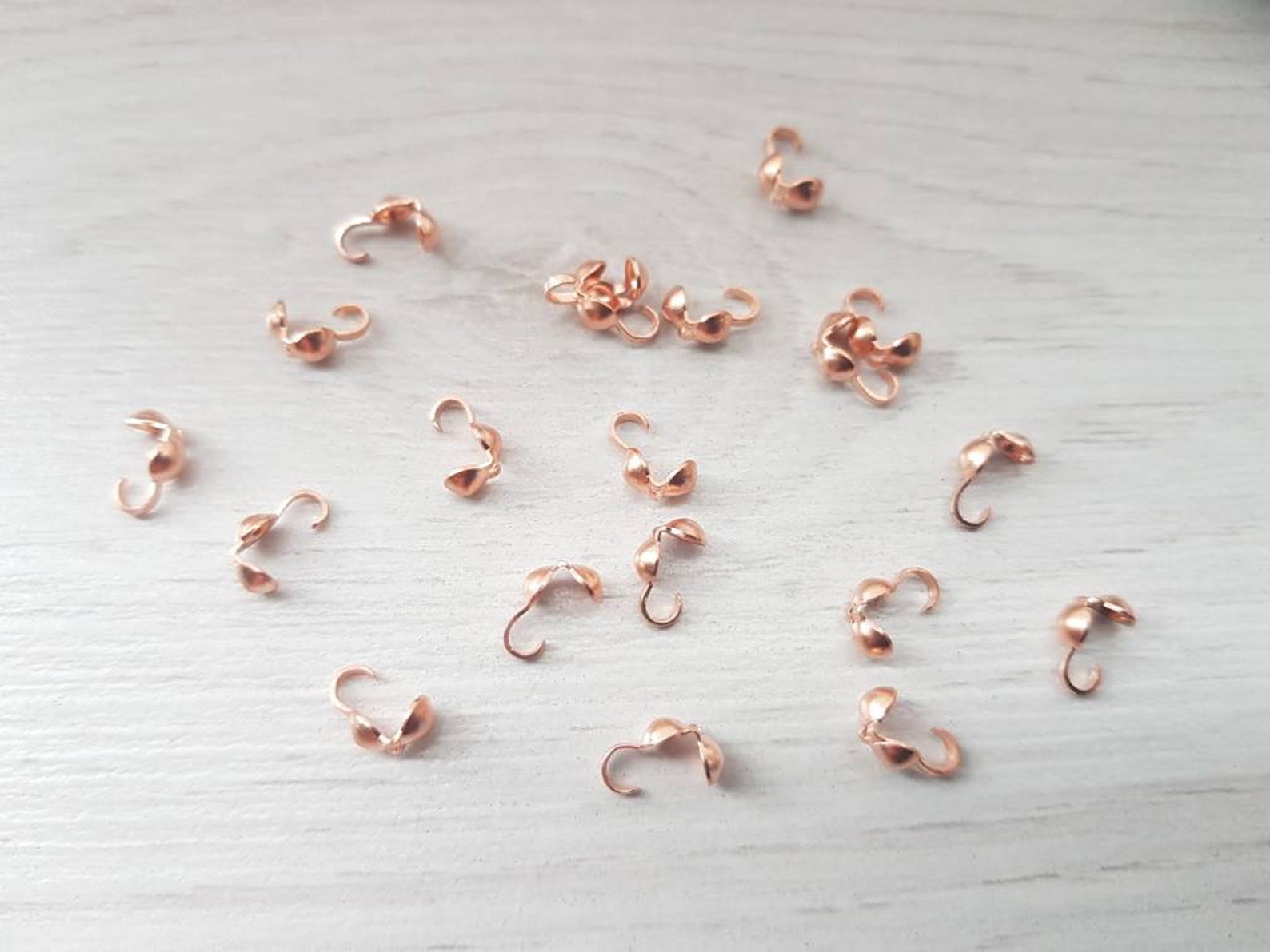 20pcs Genuine Copper Clamshell Bead Tips 3.4mm Bead Tips Etsy