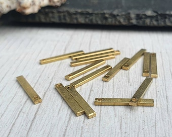 Colgante de barra de latón crudo de 15 x 2 x 1 mm / 15 piezas