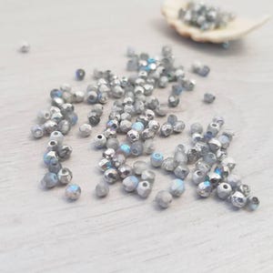 3mm Silver Rainbow Crystal Etched | Czech Glass Firepolish Beads | Metallic Beads | 50 Pcs