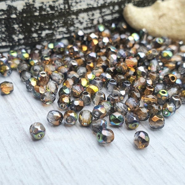 3 mm Crystal Magic Cuivre | Perles de polissage au feu en verre tchèque | 50 pièces