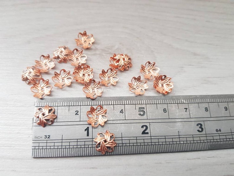 20pcs 10mm Genuine Copper Bead Caps Genuine Copper Findings Jewellery Findings image 5